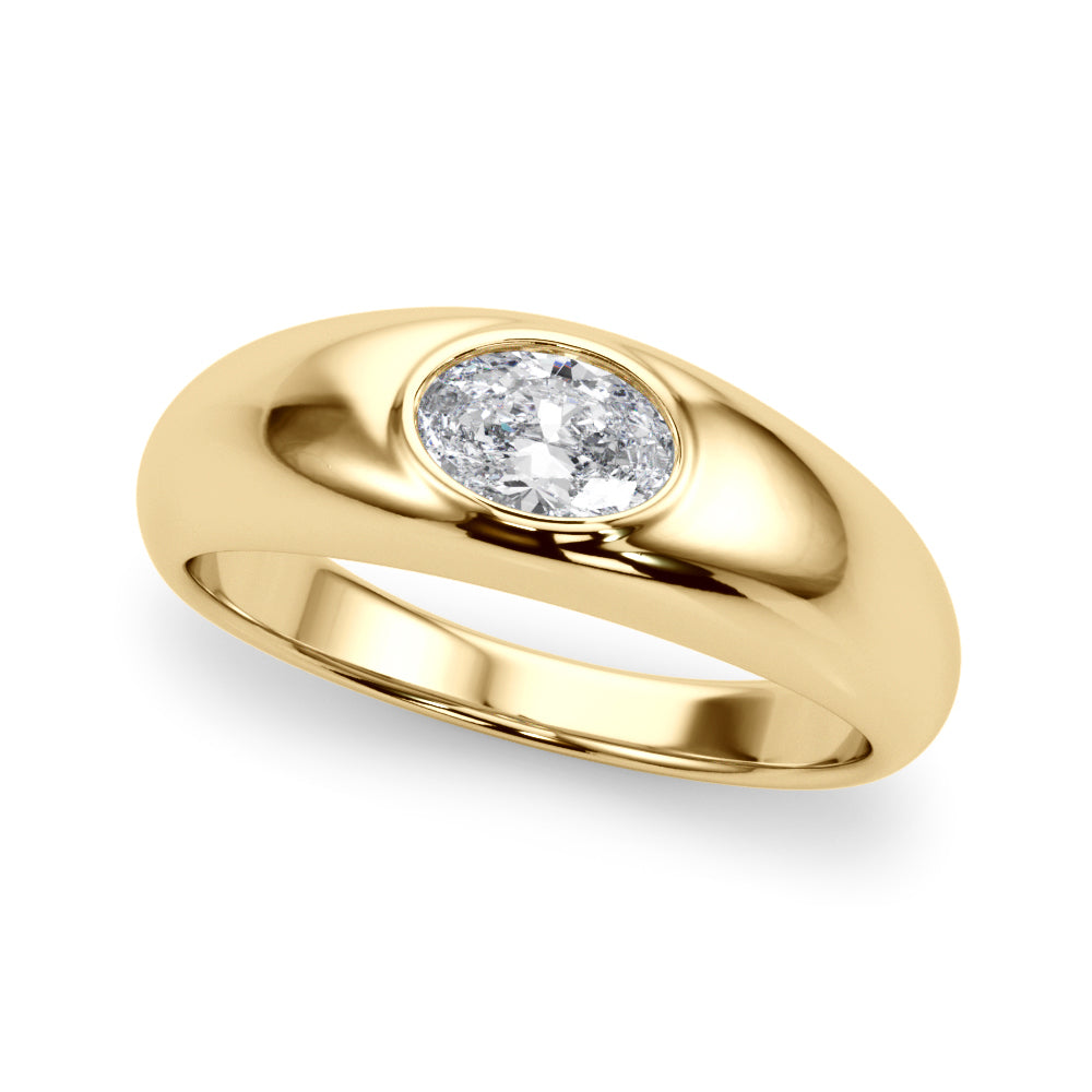 Domed Bezel Set Oval Engagement Ring
