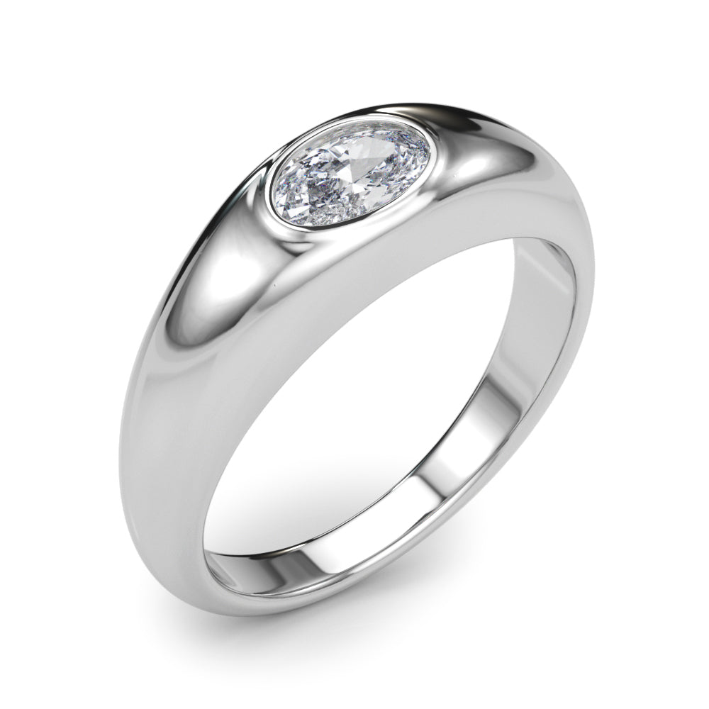 Domed Bezel Set Oval Engagement Ring