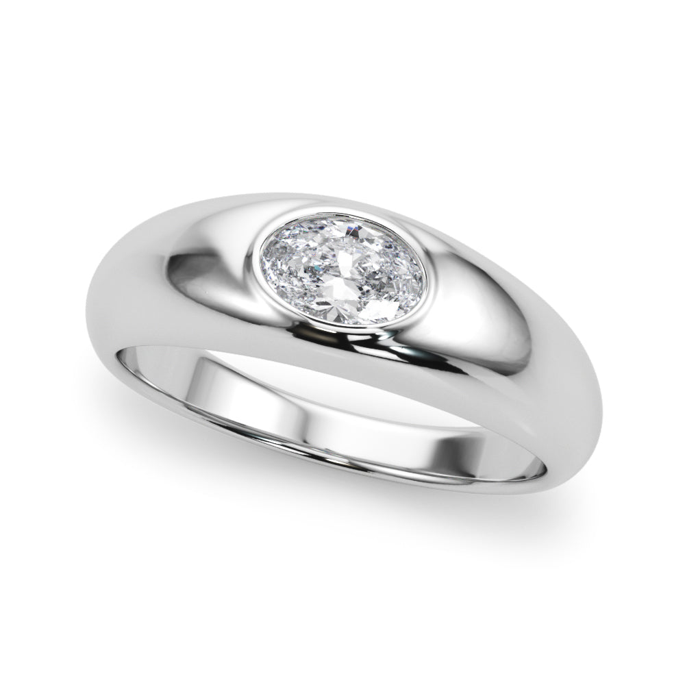 Domed Bezel Set Oval Engagement Ring