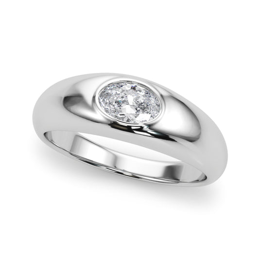 Domed Bezel Set Oval Engagement Ring