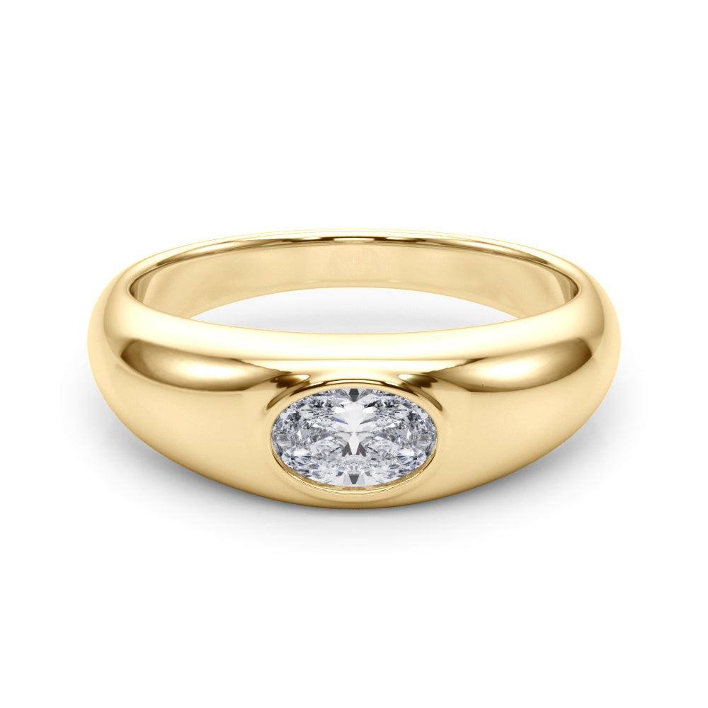 Domed Bezel Set Oval Engagement Ring