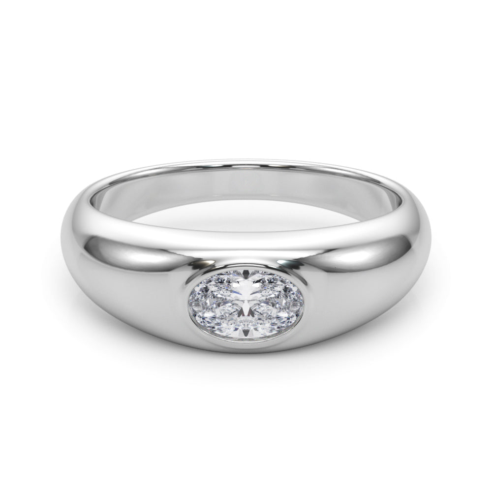 Domed Bezel Set Oval Engagement Ring