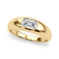 Modern Emerald Cut Bezel Set Engagement Ring
