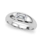 Modern Emerald Cut Bezel Set Engagement Ring
