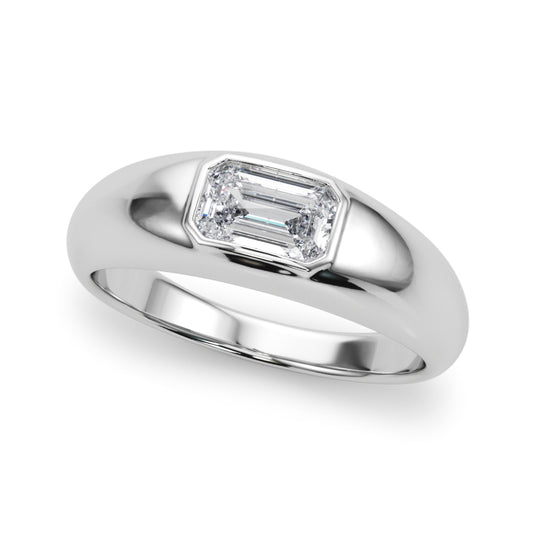 Modern Emerald Cut Bezel Set Engagement Ring