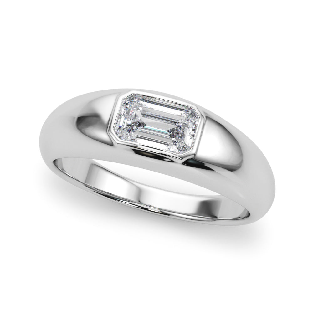 Modern Emerald Cut Bezel Set Engagement Ring
