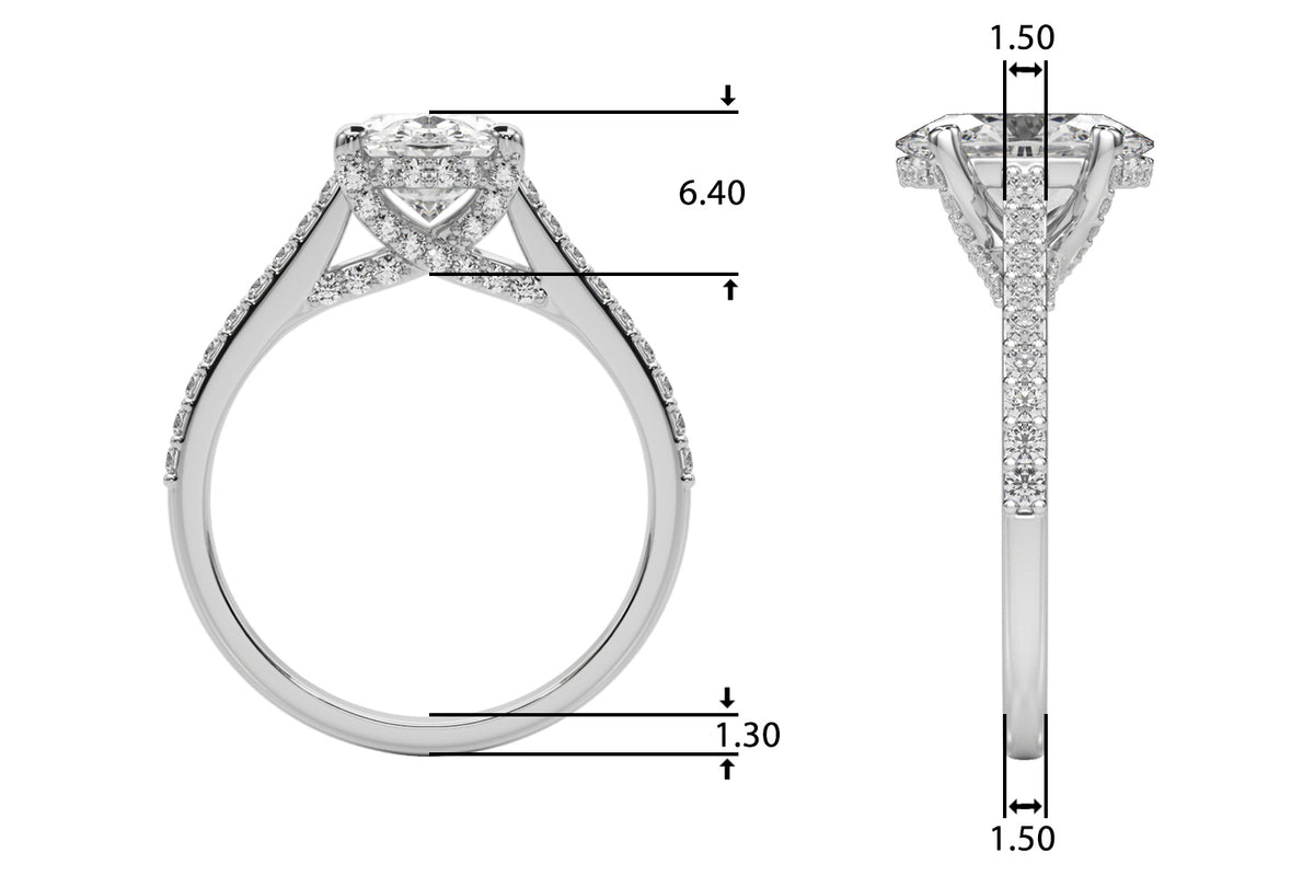 Accented Trellis Oval Engagement Ring