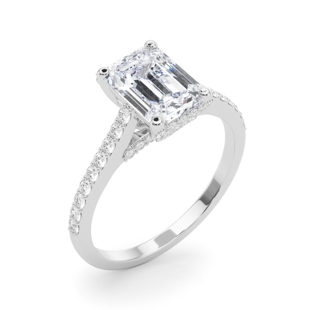 Accented Trellis Emerald Cut Engagement Ring