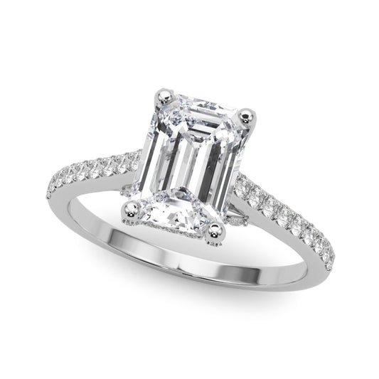 Accented Trellis Emerald Cut Engagement Ring