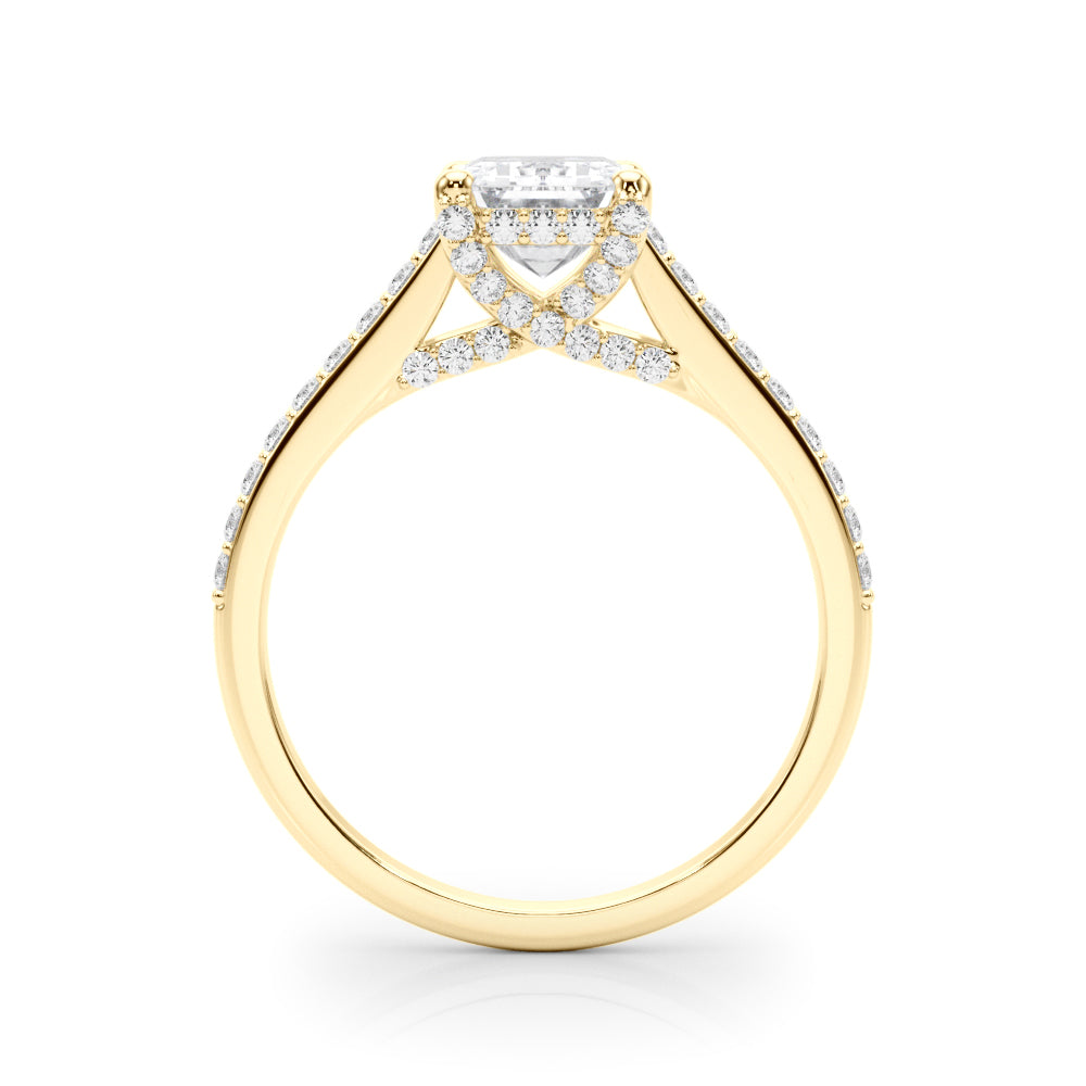 Accented Trellis Emerald Cut Engagement Ring
