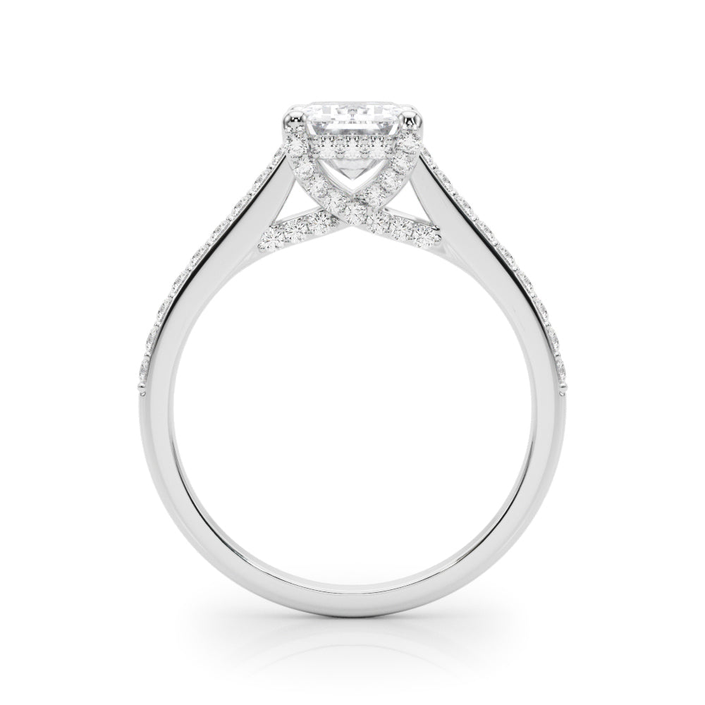 Accented Trellis Emerald Cut Engagement Ring