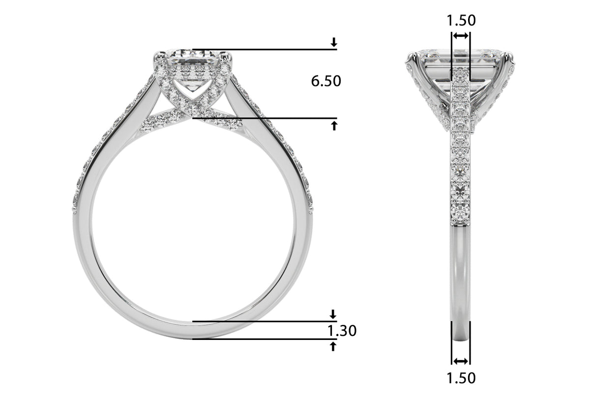 Accented Trellis Emerald Cut Engagement Ring
