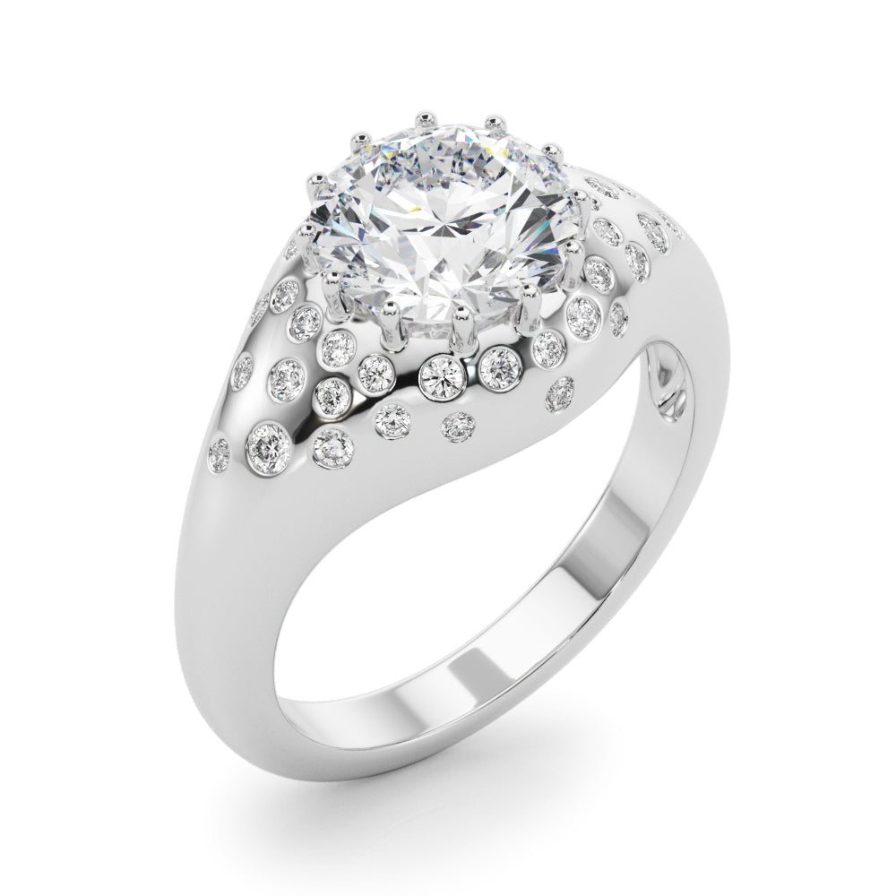 Accented Scattered Round Engagement Ring