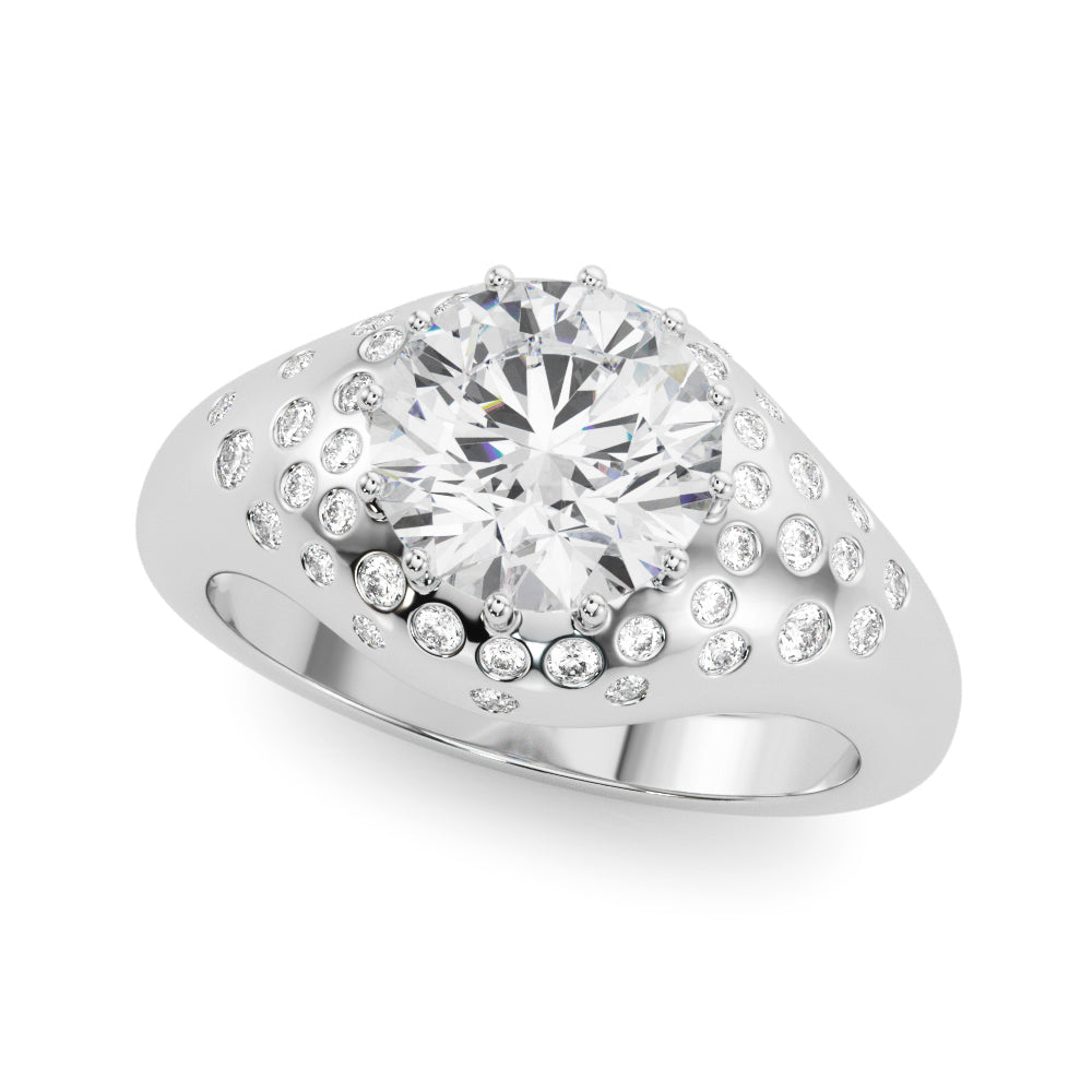 Accented Scattered Round Engagement Ring