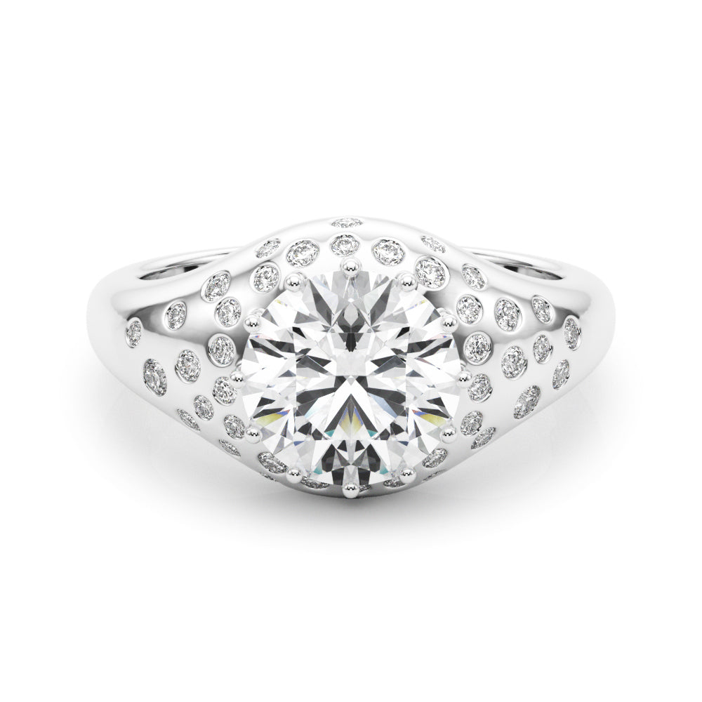 Accented Scattered Round Engagement Ring