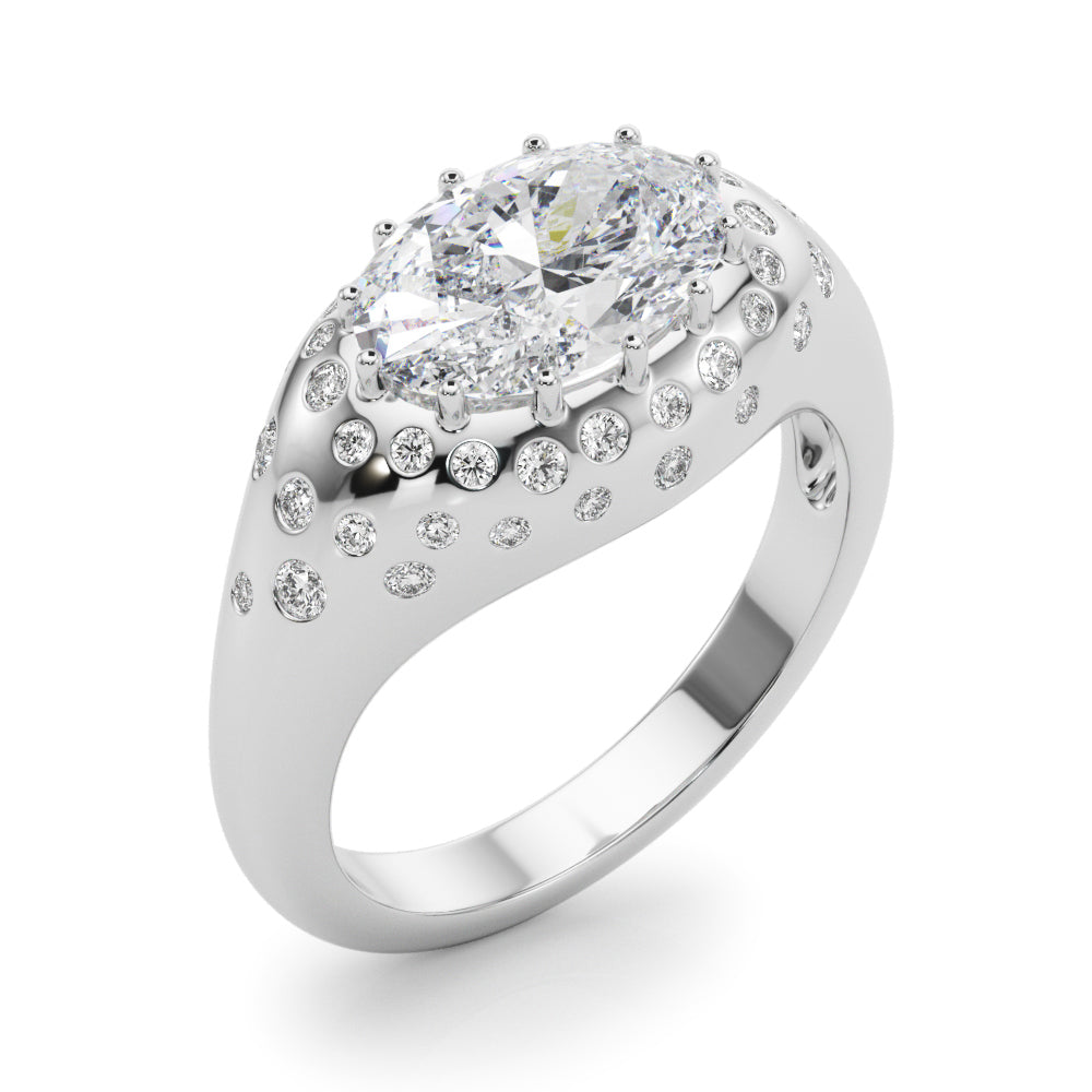 Accented Scattered Oval Engagement Ring