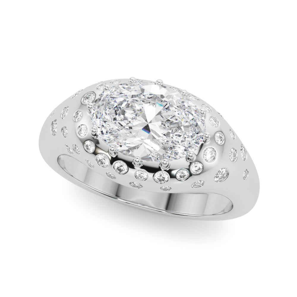 Accented Scattered Oval Engagement Ring