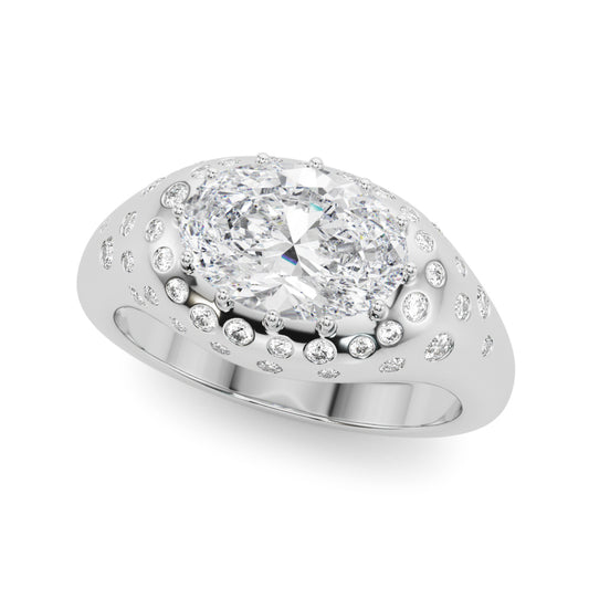 Accented Scattered Oval Engagement Ring