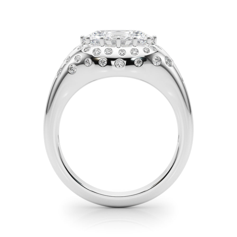 Accented Scattered Oval Engagement Ring