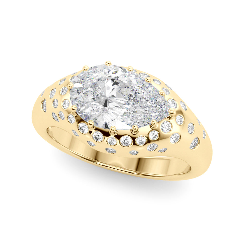 Accented Scattered Pear Engagement Ring