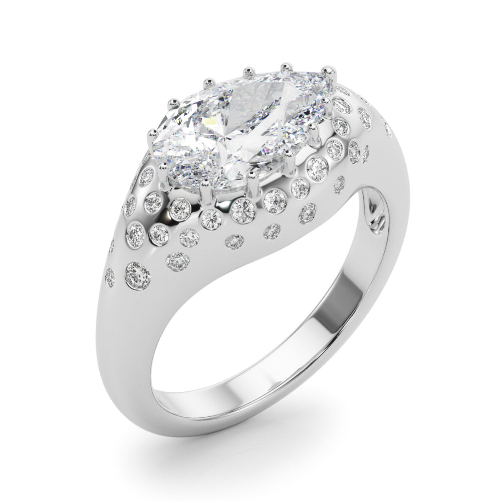 Accented Scattered Pear Engagement Ring