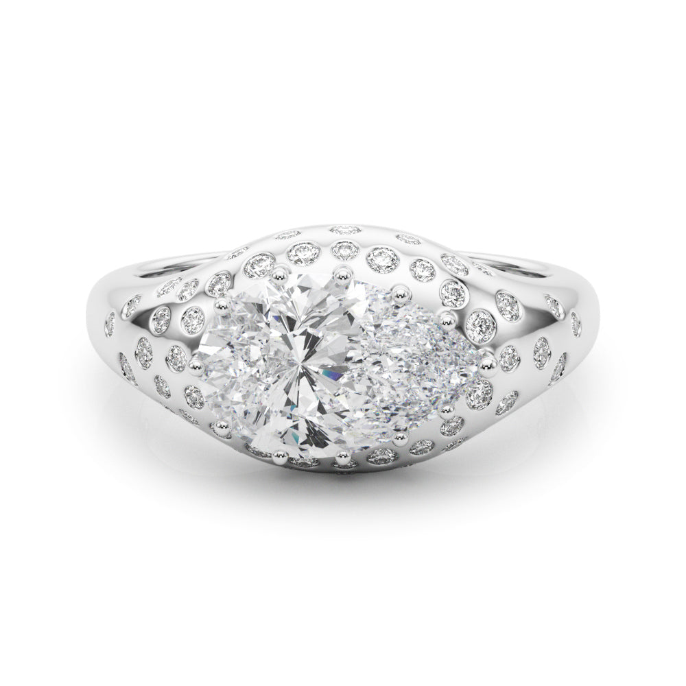 Accented Scattered Pear Engagement Ring