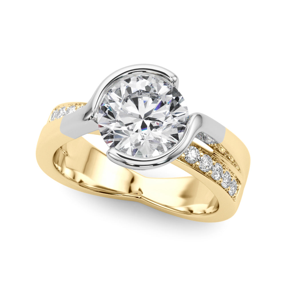 Accented Round Bypass Engagement Ring