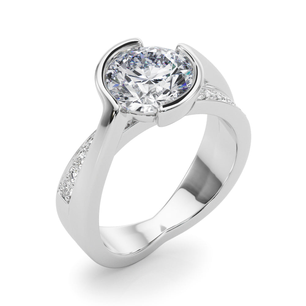 Accented Round Bypass Engagement Ring