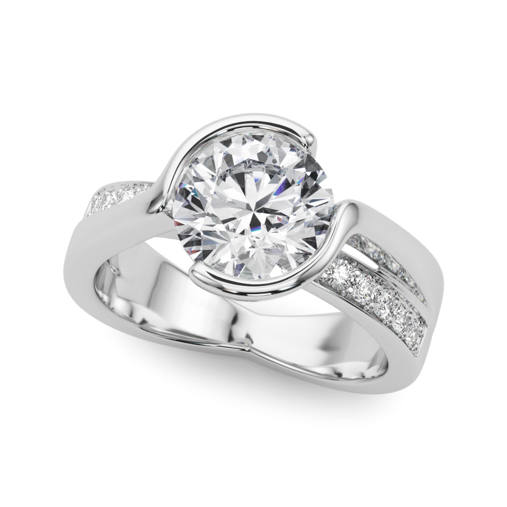 Accented Round Bypass Engagement Ring