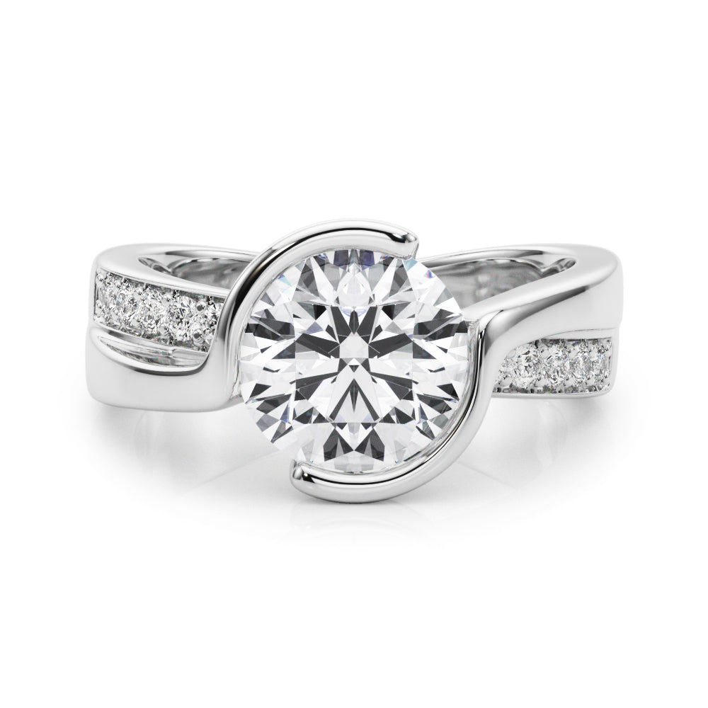 Accented Round Bypass Engagement Ring