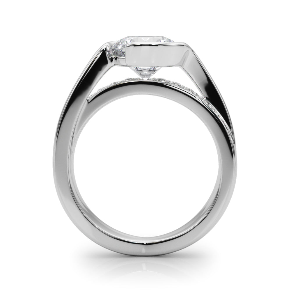 Accented Round Bypass Engagement Ring