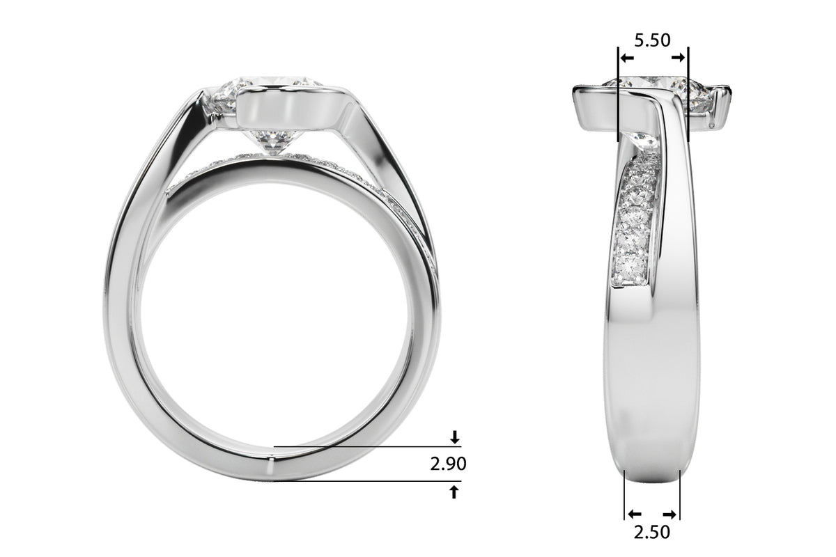 Accented Round Bypass Engagement Ring