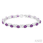 7X5 MM Oval Cut Amethyst and 1/20 Ctw Round Cut Diamond Fashion Bracelet in Sterling Silver