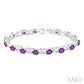 7X5 MM Oval Cut Amethyst and 1/20 Ctw Round Cut Diamond Fashion Bracelet in Sterling Silver