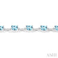 7X7 MM Cushion Shape Blue Topaz and 1/20 Ctw Round Cut Diamond Fashion Bracelet in Sterling Silver
