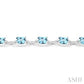 7X7 MM Cushion Shape Blue Topaz and 1/20 Ctw Round Cut Diamond Fashion Bracelet in Sterling Silver