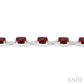 7X7 MM Cushion Shape Garnet and 1/20 Ctw Round Cut Diamond Fashion Bracelet in Sterling Silver