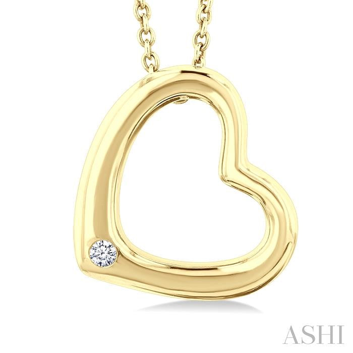 1/50 Ctw Reclined Heart Round Cut Diamond Fashion Pendant With Chain in Yellow Gold Vermeil