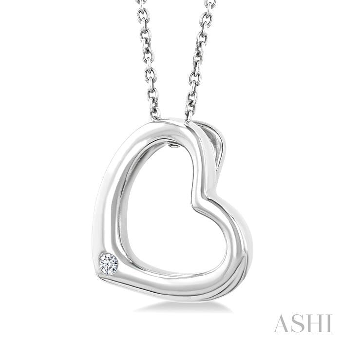 1/50 Ctw Heart Frame Round Cut Diamond Fashion Pendant With Chain in Sterling Silver