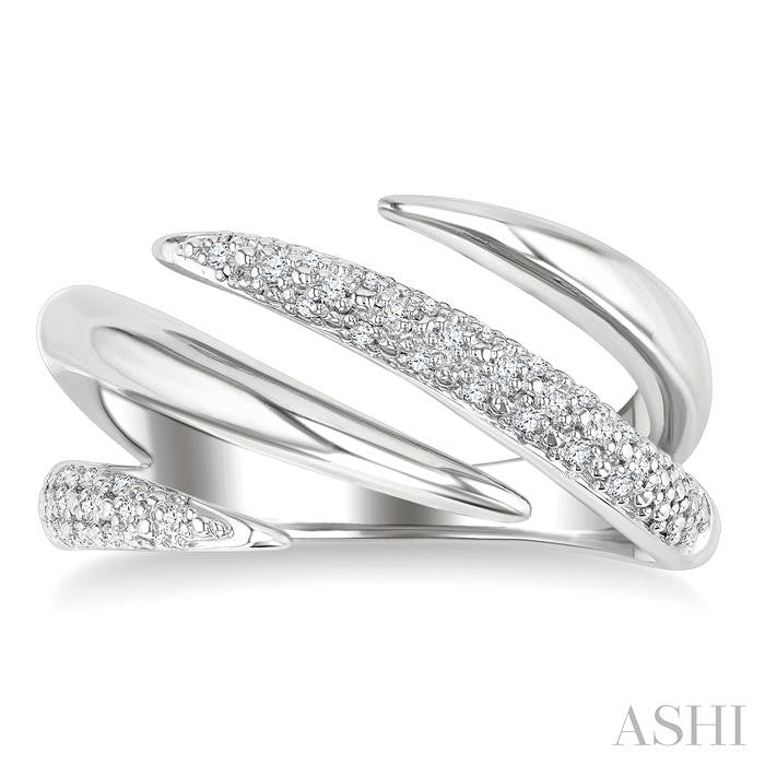 1/10 Ctw Open Center Claw Round Cut Diamond Bold Fashion Band in Sterling Silver
