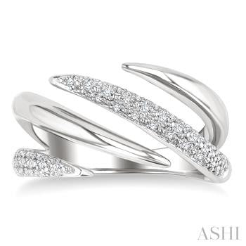 1/10 Ctw Open Center Claw Round Cut Diamond Bold Fashion Band in Sterling Silver