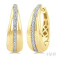 1/10 Ctw Bold Round Cut Diamond Panel Fashion Hoop Earrings in Yellow Gold Vermeil