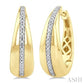 1/10 Ctw Bold Round Cut Diamond Panel Fashion Hoop Earrings in Yellow Gold Vermeil