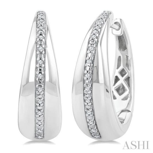 1/10 Ctw Bold Wide Round Cut Diamond Hoop Earrings in Sterling Silver
