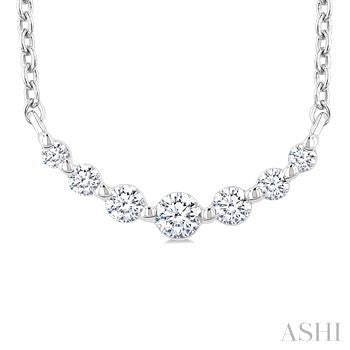 1/8 Ctw Petite Smile Graduated Round Cut Diamond Necklace in Sterling Silver
