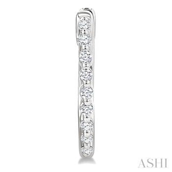1/6 Ctw Petite Shared Prong Round Cut Diamond Hoop Earrings in Sterling Silver
