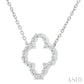1/8 Ctw Petite Open Window Clover Round Cut Diamond Pendant With Chain in Sterling Silver