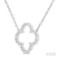 1/8 Ctw Petite Open Window Clover Round Cut Diamond Pendant With Chain in Sterling Silver