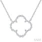 1/8 Ctw Petite Open Window Clover Round Cut Diamond Pendant With Chain in Sterling Silver