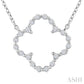 1/8 Ctw Petite Open Window Clover Round Cut Diamond Pendant With Chain in Sterling Silver
